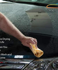 Drying chamois cloth, 27x17 in, synthetic yellow used to wipe a car hood