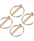 Four Piece 1/4 Inch By 2 Inch Linch Pins With Ring Set For Boat Kayak Canoe Trailer Tractor And Trolley, gold finish visible