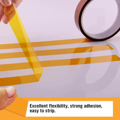 High Temp Heavy Duty Polyimide Film Tape 2 Inch By 36 Yard for 3D Printing and Soldering, showing flexibility and adhesion.