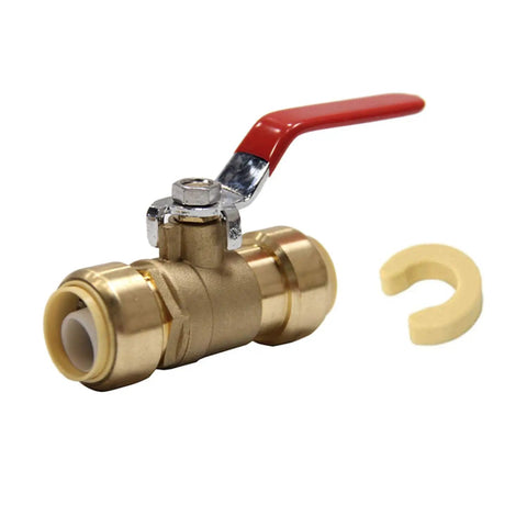 Pack of 10 1/2 Inch Push-Fit Full Port Ball Valves for Potable Water and Hydronic Systems, Connects PEX CPVC Copper