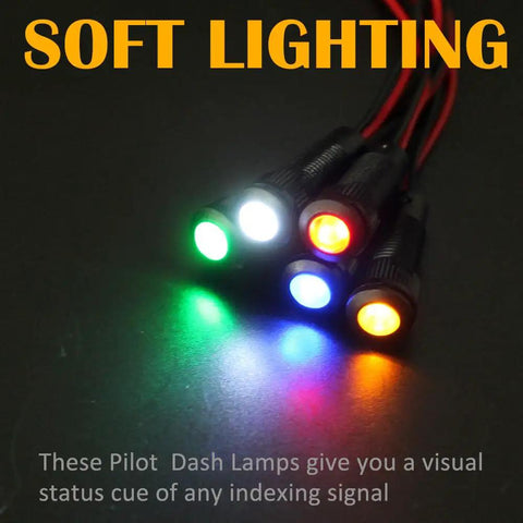 5 Pack 6mm LED Indicator Lights Black Plastic Signal Dots 12V To 24V With 1 Quarter Inch Mounting Hole And 15 Cm Wire Length Mixed Colors Red White Yellow Green Blue
