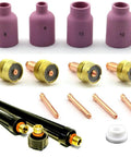 Pro Grade TIG Welding Torch Accessory Kit With Large Gas Lens For 17 18 26 Series Torches Air And Water Cooled Includes Collets