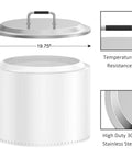 Stainless Steel Fire Pit Lid For Solo Stove Bonfire 19.5 Inch 304 Stainless Steel With Hot Safe Handle, dimensions and features shown.