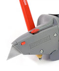 Close-up of All in One Drywall Tool with utility knife blade extended, illustrating its compact design and functionality for cutting.