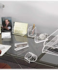 Clear Acrylic Office Tape Dispenser For Desktop Use Fits Standard Three Quarter Inch Refill Rolls With Non Skid Feet
