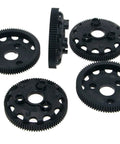 Five black Traxxas 48P Spur Gear 4690 compatible with one tenth scale Slash, Bandit, Rustler, Stampede 2WD, CNC machined