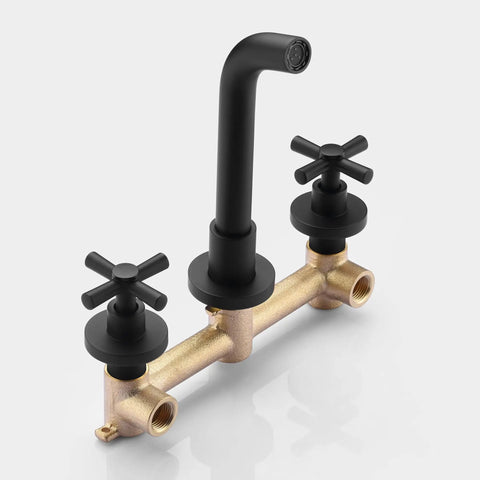 Matte Black Wall Mounted Bathroom Faucet With Rough In Valve Included, Corrosion Resistant And Durable Finish, ICC ES PMG Certified
