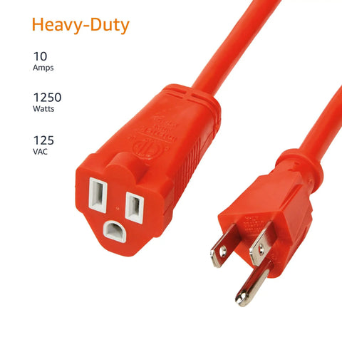 100 Foot 3 Prong Vinyl Indoor Outdoor Extension Cord With Grounded Plug ETL Certified Moisture Resistant Power Cable Pro