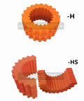 AirTek Rubber Sleeve Coupling Direct Replacement For TB Wood's 6H showing two orange sleeves in scalloped design