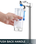 Glass Filler Deck Mount Faucet For Restaurants And Bars, 10 Inch Water Filling Station in use, push back handle view