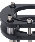 Close-up of the Workhorse Four Jaw Router Lift Table, Aluminum Alloy Milling Mount with smooth height adjustment mechanism.