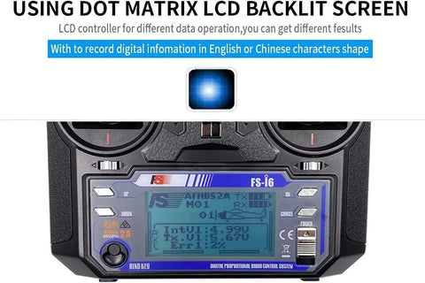 Dot matrix LCD screen of Six Channel 2.4GHz RC Transmitter And Receiver Set With AFHDS 2A Sky Radio Control System