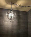 Plug In Mini Black Chandelier Hanging Light With Cord Switch Perfect For Bedroom Living Room And Dining Room Ceiling Fixture 11 Inches
