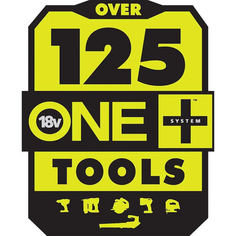 Over 125 tools graphic for 18V ONE+ system, showcasing range and versatility for various applications.