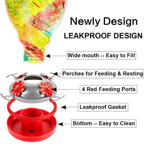 6 Pack Hummingbird Feeder Bottom Replacement Parts Set With Base Iron Cover Seal Rings Moat Hooks And Brushes For Easy Cleanup Wide Application Glass Feeders Durable Accessories