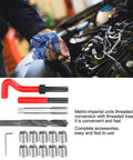Mechanic using 15-Piece M14x1.25 Thread Repair Kit Stainless Steel With Twisted Drill, Tap, Wrench, Breaker, Hex Wrench, Inserts
