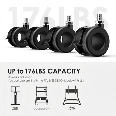 TV Cart Wheel Stem Casters Set Of 4 With Brake And 360 Degree Swivel For Furniture And Carts Fit M8 Screw Threads Up To 176lbs Capacity