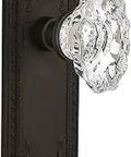 Meadows Plate With Chateau Knob Privacy Lockset In Oil Rubbed Bronze 2.75 Inch Backset Solid Brass Plates With Lead Crystal Knobs