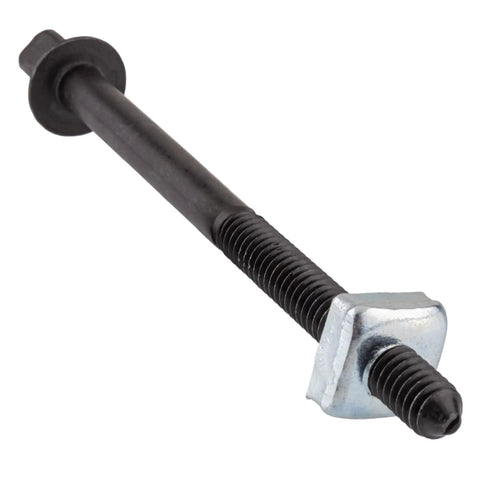 Solid Beef Black Steel Bed Bolt With Matching Nut To Clamp Wooden Frames Tight Without Any Drama Using Vintage Antique Hardware For Fast Room Fixes That Never Quit And Hold Everything Down, showing square head and threads.