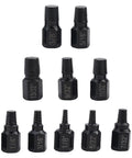 Rock Solid 10 Piece Screw Extractor Set for Stripped Bolts and Broken Fasteners with Left Hand Drill Bits to Pop Out Rusted Stuck Hardware Like A Boss Fast., black steel extractors in sizes 1/4 to 13/32 inch