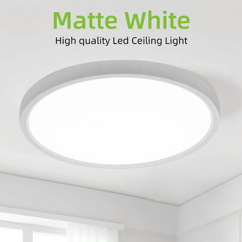 2 Pack 12 Inch LED Round Flat Panel Light With 3 CCT Selectable Color Temperature 3000K 4000K 5000K 24W Edge Lit Flush Mount Ceiling Fixture For Kitchen, Bedroom, Laundry, And Closet White