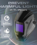 Auto Darkening Welding Helmet With Large 3.94 By 3.27 Inch Viewing Screen True Color Solar Powered Four Arc Sensors