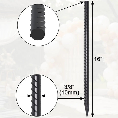 Beefed Up Heavy Duty 16 Inch Rebar Ground Stakes 20 Pack Three Eighths Inch Diameter Straight Metal Stakes With Chisel Point End