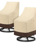 Heavy Duty Waterproof Outdoor Chair Covers Built To Last For High Back Dining And Swivel Chairs Pack Of 2 All Weather Beige Brown