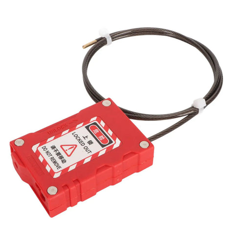 Adjustable Cable Lock Padlock With Built In Cable, Rustproof And Heavy Duty Safety Lock, red with metal cable for industrial use