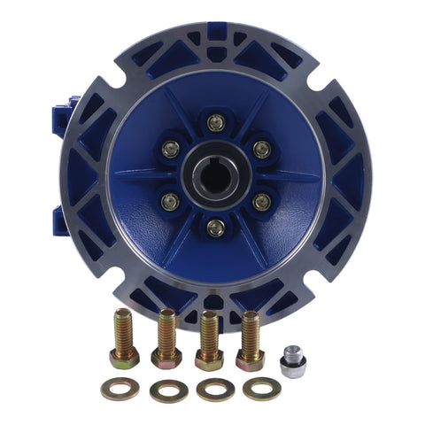 Front view of MRV040 Worm Gear Speed Reducer 100 To 1 Ratio With 56C Mounting Flange and bolts, DIY use