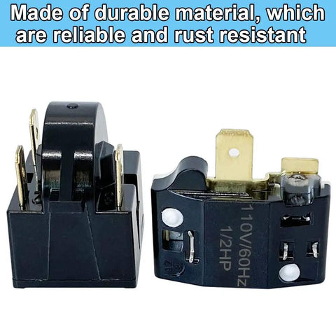 Front view of 4.7 Ohm 3 Pin PTC Start Relay With Overload Protector for refrigerators, showing durable construction.