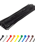 Beefy 14 Inch Zip Ties 100 Pack UV Resistant Nylon Self Locking Cable Ties 120Lb Strength Black Tie Wraps with color options