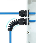All-In-One Cable Gland Kit Set With 38 Pieces Covering PG7 Through PG21 Waterproof 3-18mm Nylon PA66 Strain Relief Springs IP68 Durable For Enclosures, Electrical Boxes, Robotics, And DIY Projects, black cable gland on enclosure
