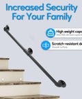 Pipe Stair Handrail 3 Ft Heavy Duty Metal Rail Built To Last Indoor And Outdoor Use Wall Mount Safety Handle in industrial style