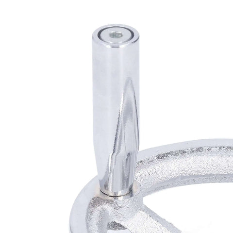 Lathe Hand Wheel 100mm 3 Spoke With Revolving Handle Cast Iron Chrome Plated detail of revolving handle.