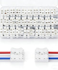 Effortless Push In Terminal Connectors Set 2 Pin Spring Loaded Wires 18 To 28 AWG Tool Free Insertion Vibration Resistant Locking 68 Piece Pack