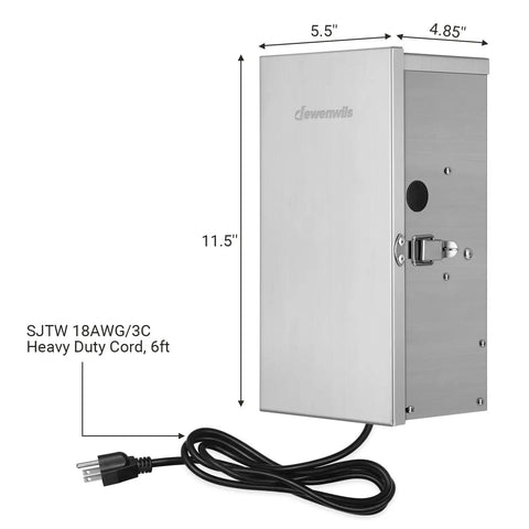 Outdoor 300W Low Voltage Transformer With Multi Tap Output 12V 13V 14V 15V For Landscape Lighting Stainless Steel