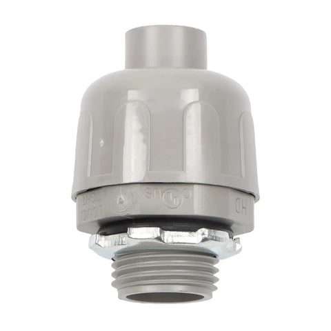 30 Piece Tough As Nails 1/2 Inch Pvc Liquidtight Straight Connectors For Flexible Electrical Conduit With Sure Grip 180 Angled Seal No Sweat Job Site Staple, grey PVC conduit connector.