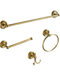 All In One Antique Brass Bathroom Accessories Set With 24 Inch Towel Holder And Wall Mount Hardware featuring towel ring and hooks