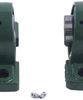 Dual 1-5/16 Inch Pillow Block Mounted Ball Bearings With Solid Cast Iron Base Self Aligning Chrome Sealed UCP207-21 side view