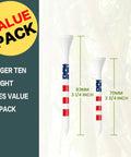 Wood Golf Tees Set In 2 3/4 Inch And 3 1/4 Inch Sizes, Durable Bamboo Tees With Bright Stripes For Consistent Tee Height, USA Flag Edition
