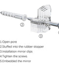 Foolproof Mirror Holder Kit Boasting 22 Slick Clear Plastic Clips With Heavy Duty Screws Crafted For 3 16 Inches Of Glass Panels And Hassle Free Door Framing Installations, showing installation steps.