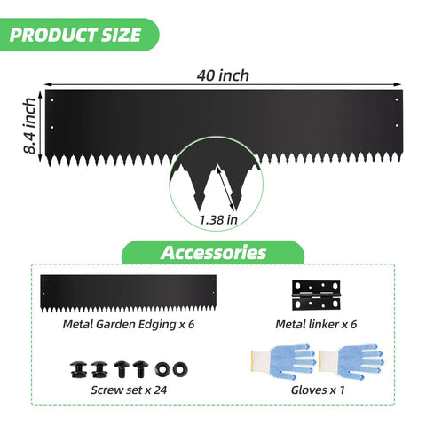 Heavy Duty Steel Landscape Edging Kit Eight Point Four Inch Height By Forty Inch Length Panels Six Pieces Galvanized Steel