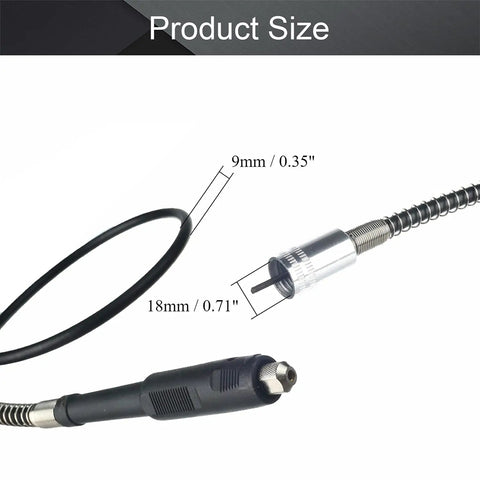 39 Inch Flexible Drill Shaft Attachment For Rotary Tools With 18mm Connector 2mm Pitch 4mm Tube shown in size detail