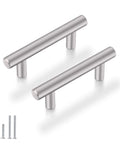 Solid Brushed Nickel Stainless Steel Kitchen Cabinet Handles 2-1/2 Inch Center to Center 64mm with screws