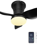 21 Inch Ceiling Fan With Lights And Remote Control, Smart App Control, Quiet DC Motor, Dimmable LED Light, Flush Mount, Black Finish