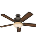 Matheston Indoor And Outdoor Ceiling Fan With Light And Pull Chain Control, Ultra Quiet WhisperWind Motor, dark wood blades, light fixture