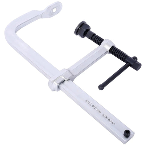 Heavy Duty Deep Throat F Clamp 12 Inch X 5-1/2 Steel Bar W Removable Swivel Pads For Welding Woodworking And Metalworking 4 Pack Set showing detailed design.
