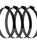 Four Piece Two Point Five Inch Hose Clamp Set With Adjustable Range 40 To 64 mm Stainless Steel Duct And Fuel Line Clamps Black Worm Gear Clamps