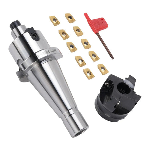 Essential CNC Milling Gear Kit Featuring NT40 FMB22 High Speed Face End Mill Holder with indexable carbide cutter and APMT1604 inserts.
